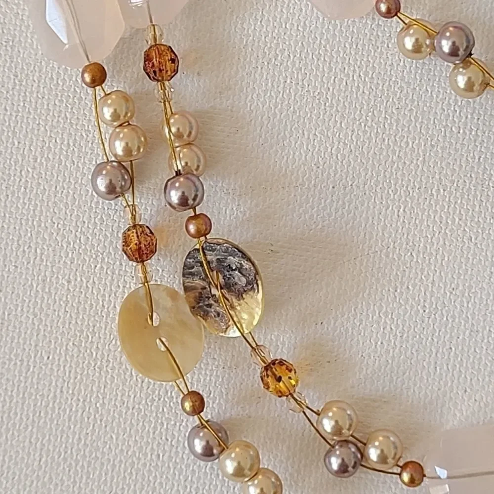 Cookie Lee Bead & Genuine Shell Convert. Necklace